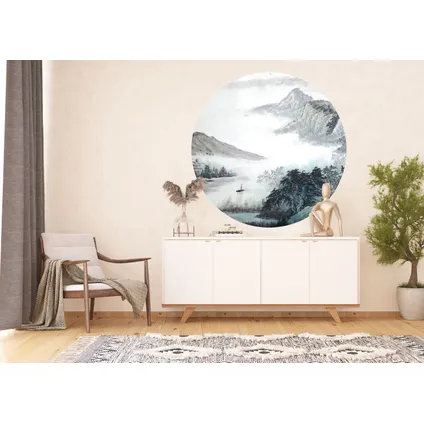 Sanders & Sanders papier peint panoramique rond adhésif montagnes noir, blanc et gris - Ø 140 cm 4
