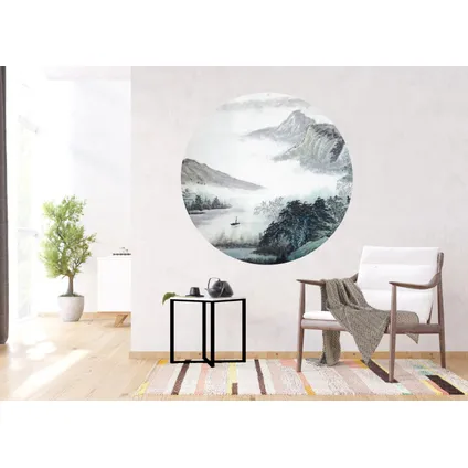Sanders & Sanders papier peint panoramique rond adhésif montagnes noir, blanc et gris - Ø 140 cm 5