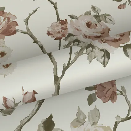 ESTAhome behang vintage bloemen gebroken wit en oudroze - 0.53 x 10.05 m - 139406 9