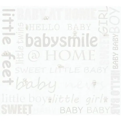 A.S. Création behang tekst crème, goud en wit - 53 cm x 10,05 m - AS-358471