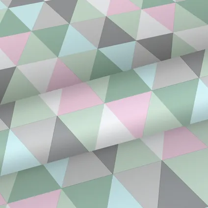 ESTAhome behang driehoekjes mintgroen, roze en grijs - 53 cm x 10,05 m - 128706 7