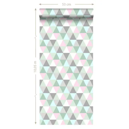 ESTAhome behang driehoekjes mintgroen, roze en grijs - 53 cm x 10,05 m - 128706 9