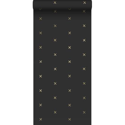 ESTAhome behang grafisch motief zwart en goud - 0,53 x 10,05 m - 139130