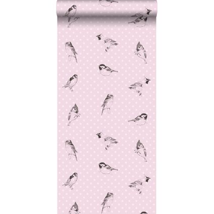 ESTAhome behangpapier vogels zacht roze - 53 cm x 10,05 m - 115747