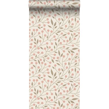 ESTAhome behang bloemmotief wit en roze - 0.53 x 10.05 m - 139589