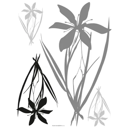 Sanders & Sanders muursticker bloemen grijs en zwart - 65 x 85 cm - 600253 2