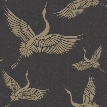 Origin Wallcoverings behangpapier kraanvogels zwart en beige - 50 x 900 cm - 347810 8