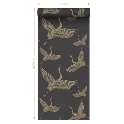 Origin Wallcoverings behangpapier kraanvogels zwart en beige - 50 x 900 cm - 347810 9