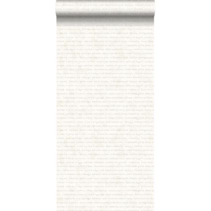 ESTAhome behang tekst beige op wit gemeleerde achtergrond - 53 cm x 10,05 m - 148340