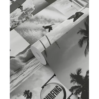 ESTAhome behangpapier foto's van surfers donkergrijs - 0,53 x 10,05 m - 138955 10