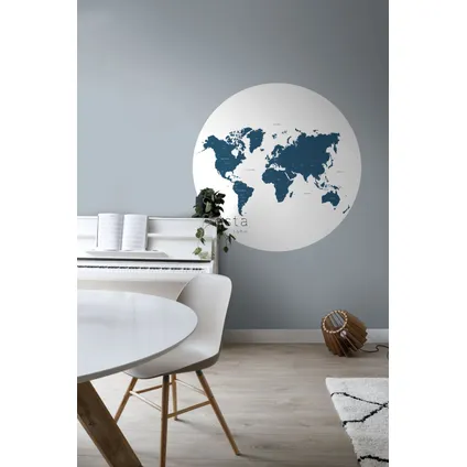ESTAhome papier peint panoramique rond adhésif carte du monde bleu - Ø 140 cm - 159008 3