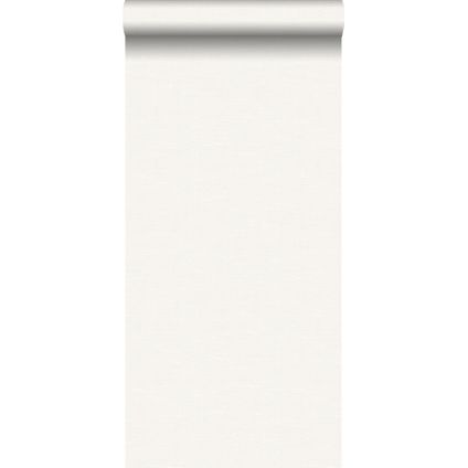 ESTAhome behangpapier effen linnenstructuur mat wit - 53 cm x 10,05 m - 148690