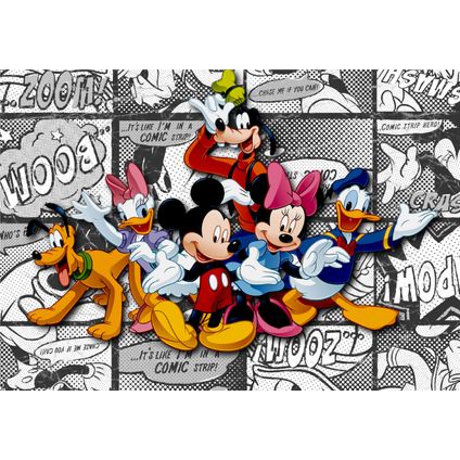 Disney papier peint panoramique Mickey Mouse noir et blanc, bleu et jaune - 360 x 270 cm - 600576