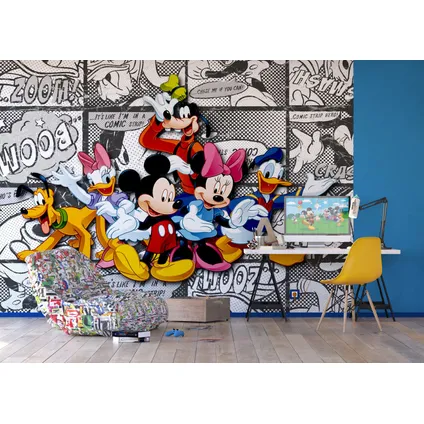 Disney fotobehangpapier Mickey Mouse zwart wit, blauw en geel - 360 x 270 cm - 600576 3