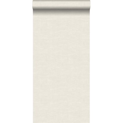 ESTAhome behangpapier effen linnenstructuur licht crème beige - 53 cm x 10,05 m