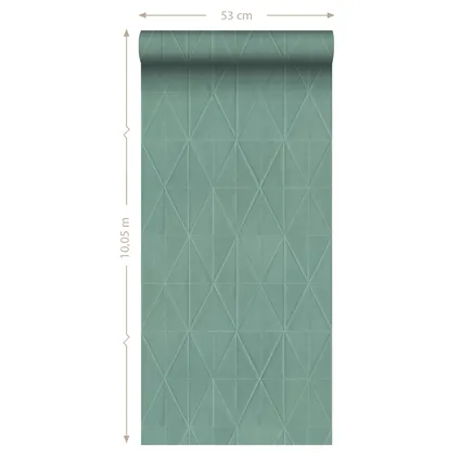 Origin Wallcoverings eco-texture vliesbehangpapier origami motief vergrijsd groen 6