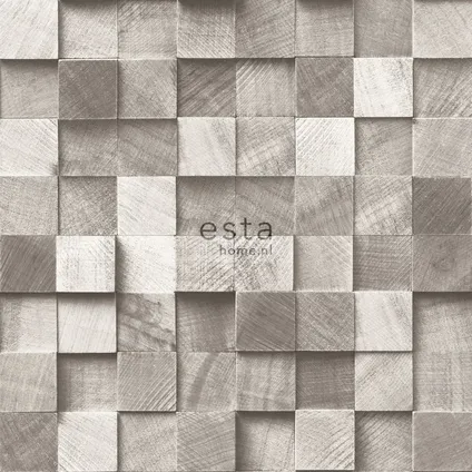 ESTAhome behangpapier 3D-houtmotief taupe - 53 cm x 10,05 m - 138525 8