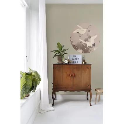 ESTAhome zelfklevende behangcirkel kraanvogels grijs roze - Ø 70 cm - 158995 6