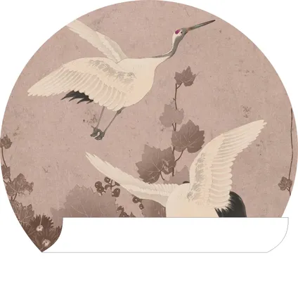 ESTAhome zelfklevende behangcirkel kraanvogels grijs roze - Ø 70 cm - 158995 7