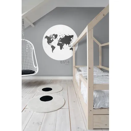 ESTAhome papier peint panoramique rond adhésif carte du monde noir et blanc - Ø 140 cm - 159009 6