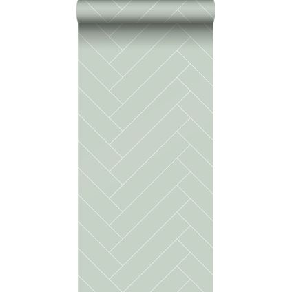 ESTAhome behang visgraat-motief mintgroen en wit - 139221