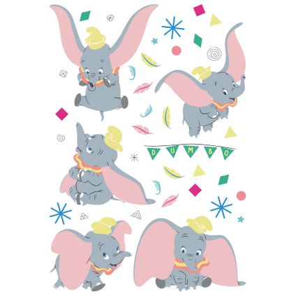 Disney sticker mural Dumbo gris et rose clair - 42,5 x 65 cm - 600118