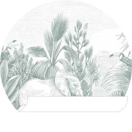 ESTAhome papier peint panoramique rond adhésif jungle vert - Ø 70 cm - 159076 4