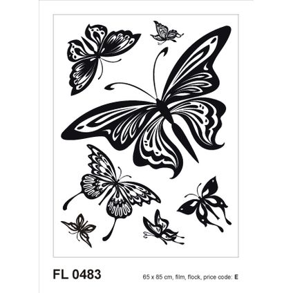 Sanders & Sanders muursticker vlinders zwart - 65 x 85 cm - 600292