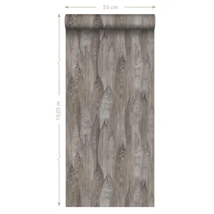 Origin Wallcoverings eco-texture vliesbehangpapier bladeren donker taupe 10