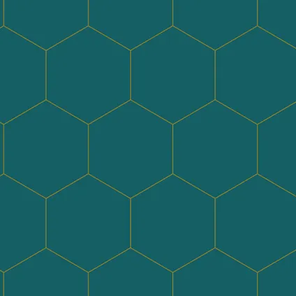 ESTAhome behang hexagon petrolblauw en goud - 0,53 x 10,05 m - 139455 9