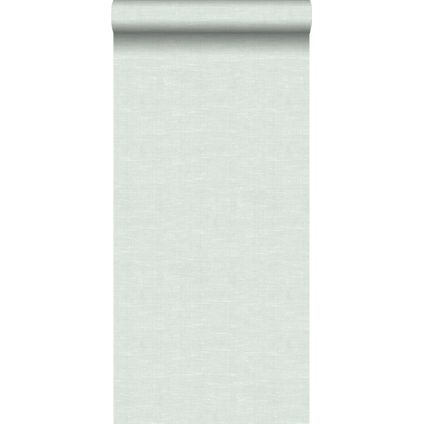 ESTAhome behangpapier effen linnenstructuur vergrijsd mintgroen - 53 cm x 10,05 m