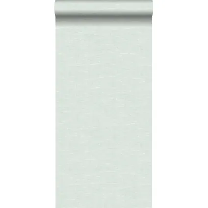 ESTAhome behang effen linnenstructuur vergrijsd mintgroen - 53 cm x 10,05 m - 148694