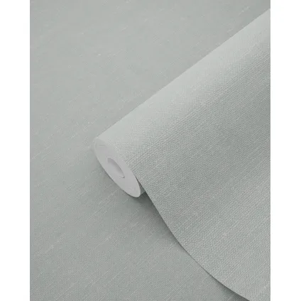 ESTAhome behangpapier effen linnenstructuur vergrijsd mintgroen - 53 cm x 10,05 m 5