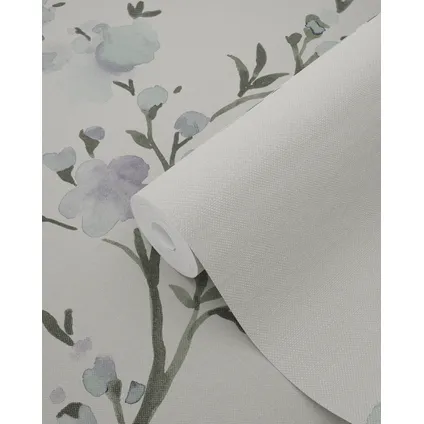 ESTAhome eco-texture vliesbehangpapier kersenbloesems beige en lila paars 9