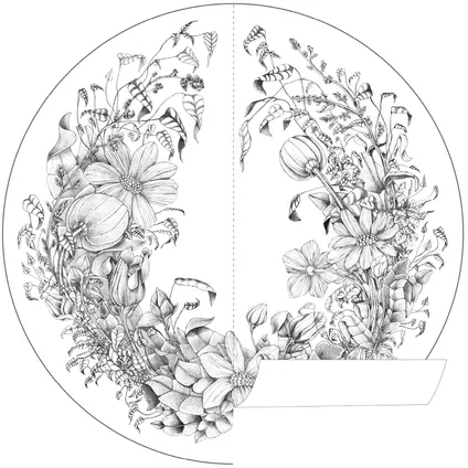 ESTAhome papier peint panoramique rond adhésif fleurs noir et blanc - Ø 140 cm - 159109 6