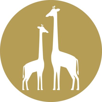 ESTAhome zelfklevende behangcirkel giraffen okergeel en wit - Ø 70 cm - 158978