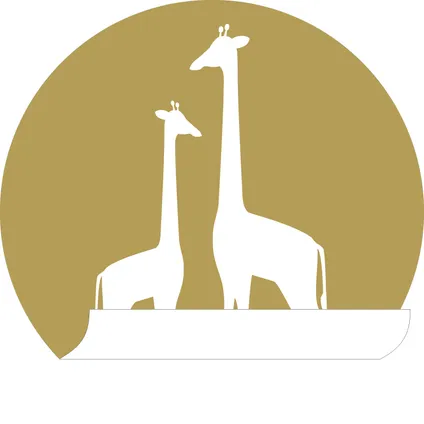 ESTAhome papier peint panoramique rond adhésif girafes jaune ocre et blanc - Ø 70 cm - 158978 5