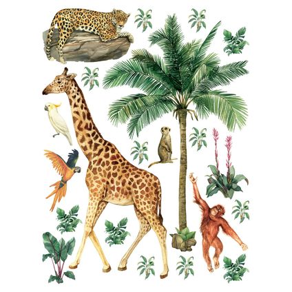 Sanders & Sanders muursticker jungle dieren jungle groen - 85 x 65 cm - 601354