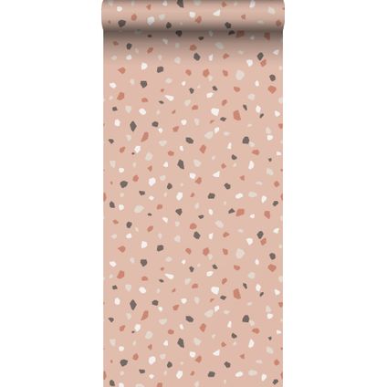 ESTAhome behang terrazzo zacht roze, wit en grijs - 0,53 x 10,05 m - 139306