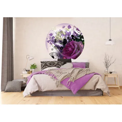 Sanders & Sanders papier peint panoramique rond adhésif fleurs violet et rose - Ø 140 cm - 601145 2