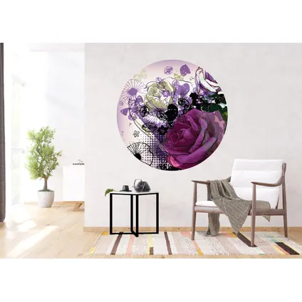 Sanders & Sanders papier peint panoramique rond adhésif fleurs violet et rose - Ø 140 cm - 601145 4