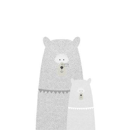 ESTAhome fotobehang beren moeder en kind lichtgrijs - 1,86 x 2,79 m - 158837