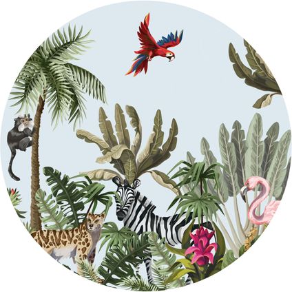 Sanders & Sanders papier peint panoramique rond adhésif animaux de la jungle vert, bleu et rose