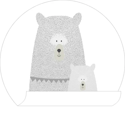 ESTAhome zelfklevende behangcirkel beren moeder en kind lichtgrijs - Ø 70 cm - 158976 5