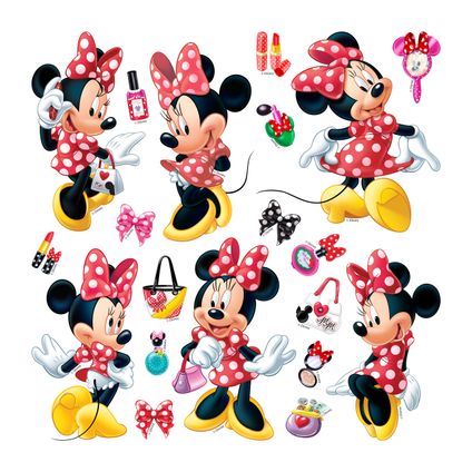 Disney muursticker Minnie Mouse rood en geel - 30 x 30 cm - 600238
