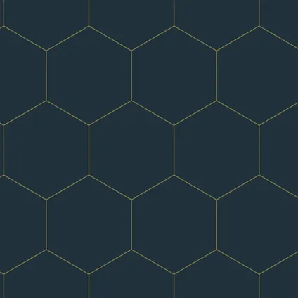 ESTAhome behang hexagon donkerblauw en goud - 0,53 x 10,05 m - 139237 9