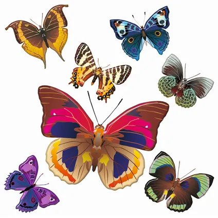 Sanders & Sanders sticker mural papillons rose, bleu et jaune - 30 x 30 cm - 600335