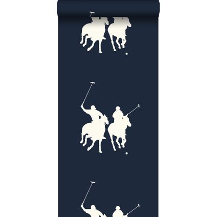 ESTAhome papier peint joueurs de polo bleu marine - 53 cm x 10,05 m - 115628