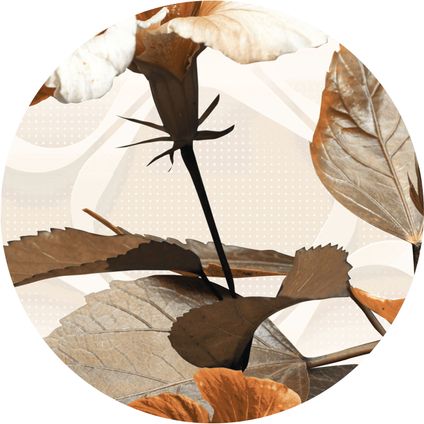 Sanders & Sanders zelfklevende behangcirkel bladeren beige, wit en bruin - Ø 70 cm
