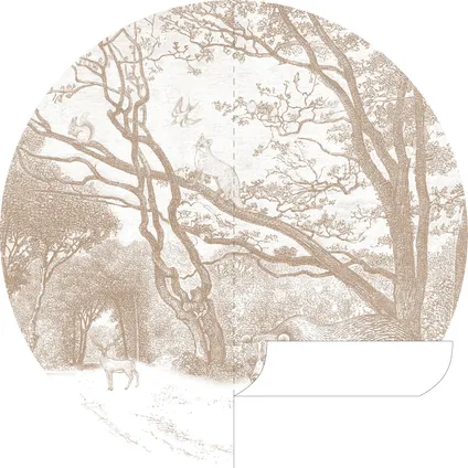 ESTAhome zelfklevende behangcirkel bos met bosdieren beige - Ø 140 cm - 159085 6